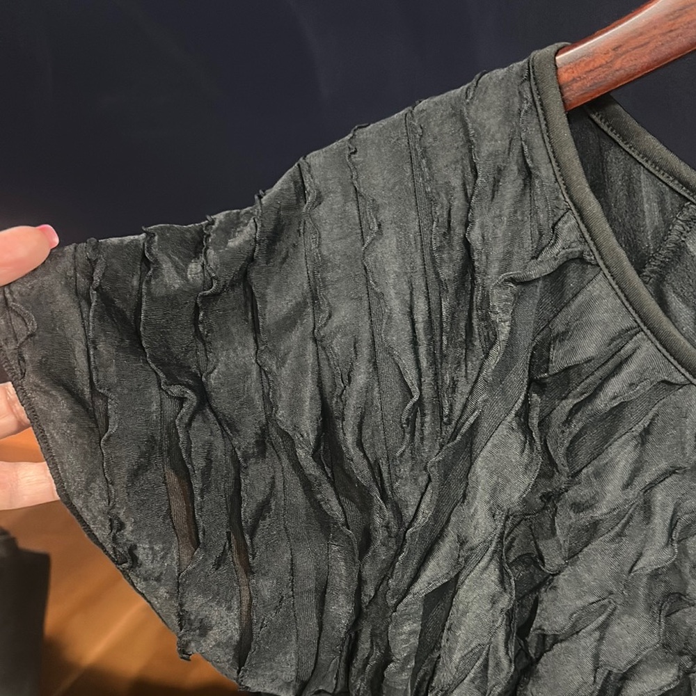 Black Ruffled Short Sleeve Top - Picture 3 of 6
